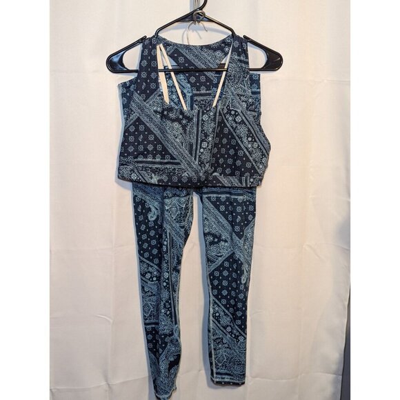 Fabletics Pants - Fabletics women's Size Large Blue Nova Bandana High Waisted Legging And Bra